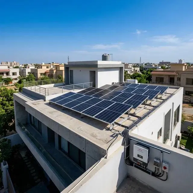 Real solar panel installation on a rooftop by Al Rehman Solar System & UPS Lahore